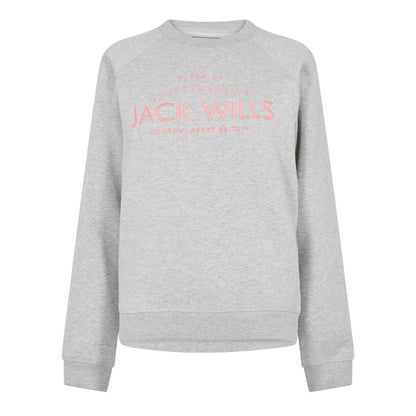 Grey Marl - Back - Jack Wills Womens-Ladies Hunston Graphic Crew Neck Sweatshirt