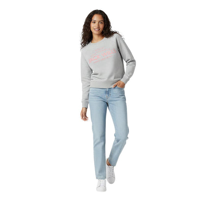 Grey Marl - Close up - Jack Wills Womens-Ladies Hunston Graphic Crew Neck Sweatshirt