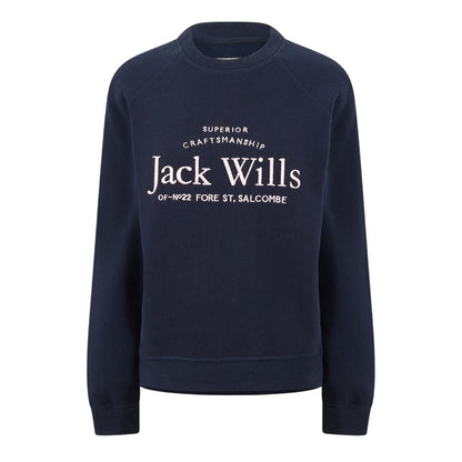 Navy - Front - Jack Wills Womens-Ladies Hunston Graphic Crew Neck Sweatshirt