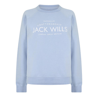 Soft Blue - Front - Jack Wills Womens-Ladies Hunston Graphic Crew Neck Sweatshirt