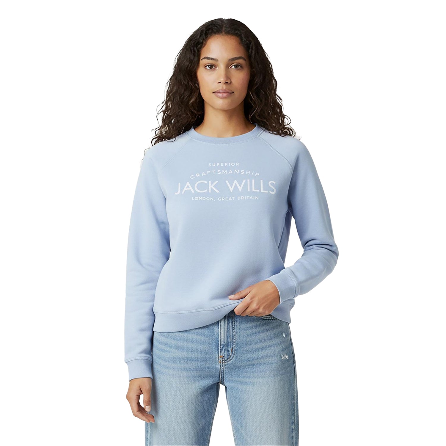 Soft Blue - Side - Jack Wills Womens-Ladies Hunston Graphic Crew Neck Sweatshirt