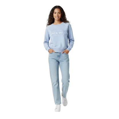 Soft Blue - Pack Shot - Jack Wills Womens-Ladies Hunston Graphic Crew Neck Sweatshirt