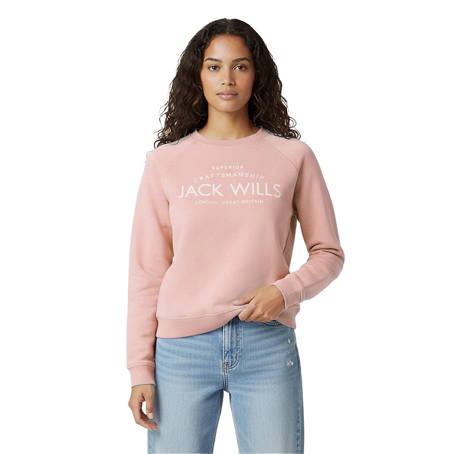 Soft Pink - Side - Jack Wills Womens-Ladies Hunston Graphic Crew Neck Sweatshirt