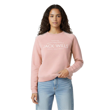 Soft Pink - Side - Jack Wills Womens-Ladies Hunston Graphic Crew Neck Sweatshirt