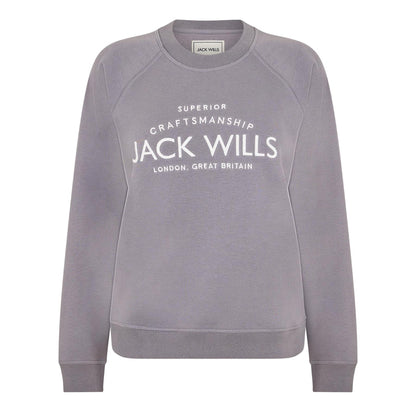 Dusky Blue - Front - Jack Wills Womens-Ladies Hunston Graphic Crew Neck Sweatshirt