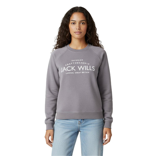 Grey Marl - Front - Jack Wills Womens-Ladies Hunston Graphic Crew Neck Sweatshirt
