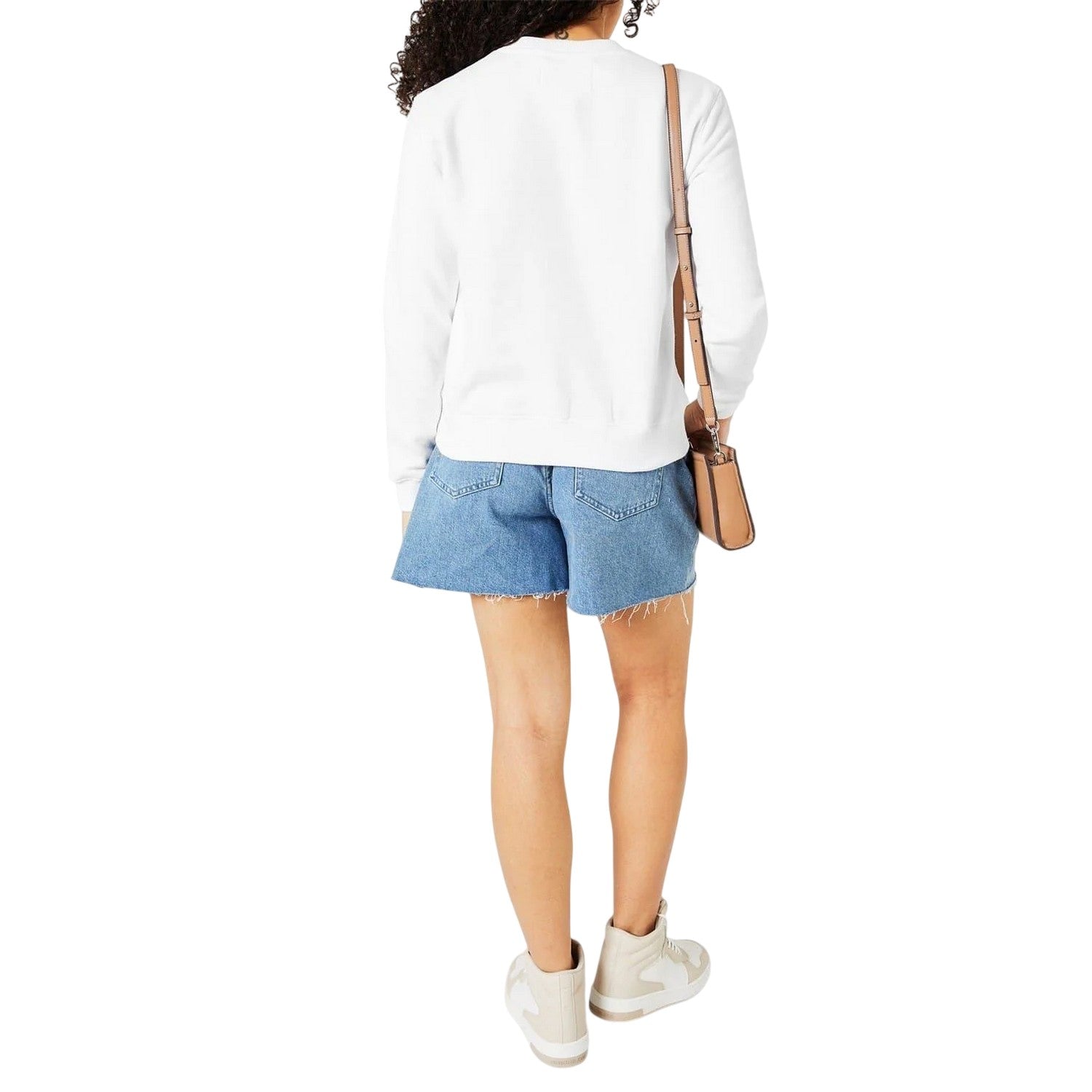Bright White - Back - Calvin Klein Womens-Ladies Logo Long-Sleeved Sweatshirt