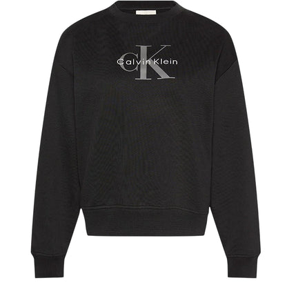 Black - Front - Calvin Klein Womens-Ladies Logo Long-Sleeved Sweatshirt