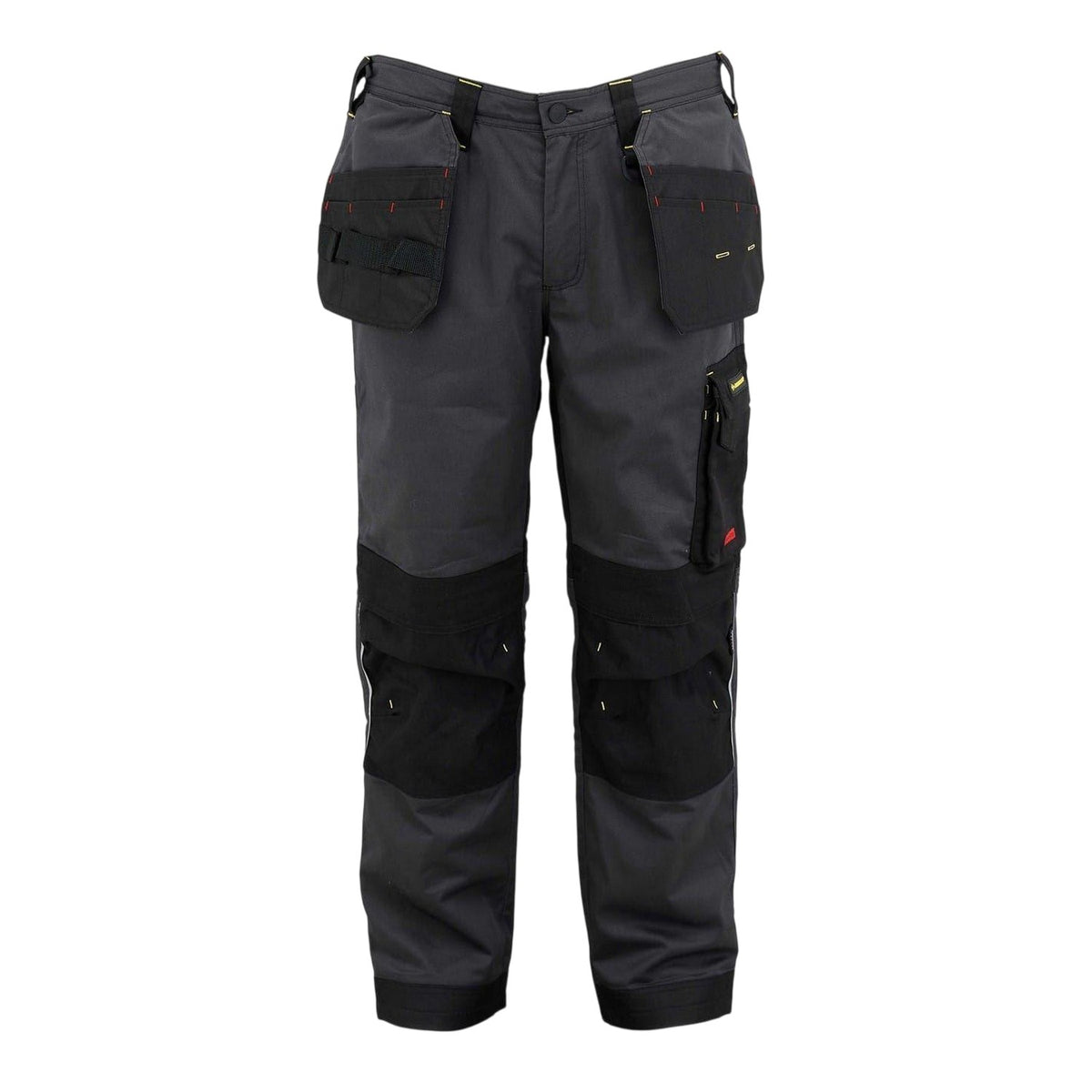 Charcoal-Black - Front - Dunlop Mens Multi Pocket Straight Work Trousers