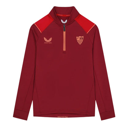 Red - Front - Castore Childrens-Kids Zip Neck Regular Sweatshirt
