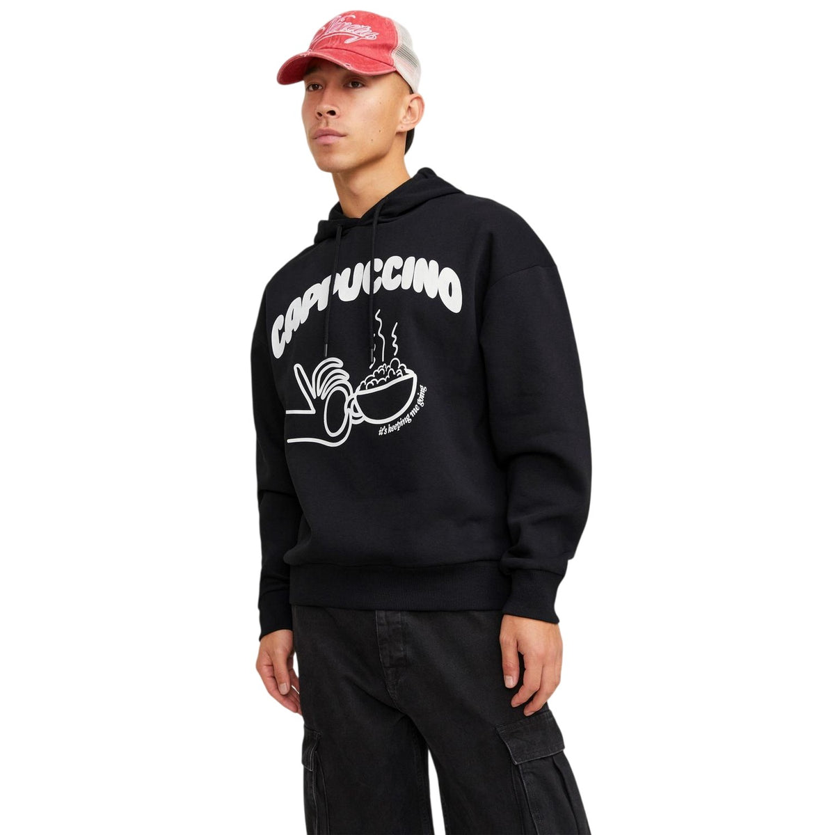 Black - Lifestyle - Jack And Jones Mens Cappuccino Oversized Hoodie