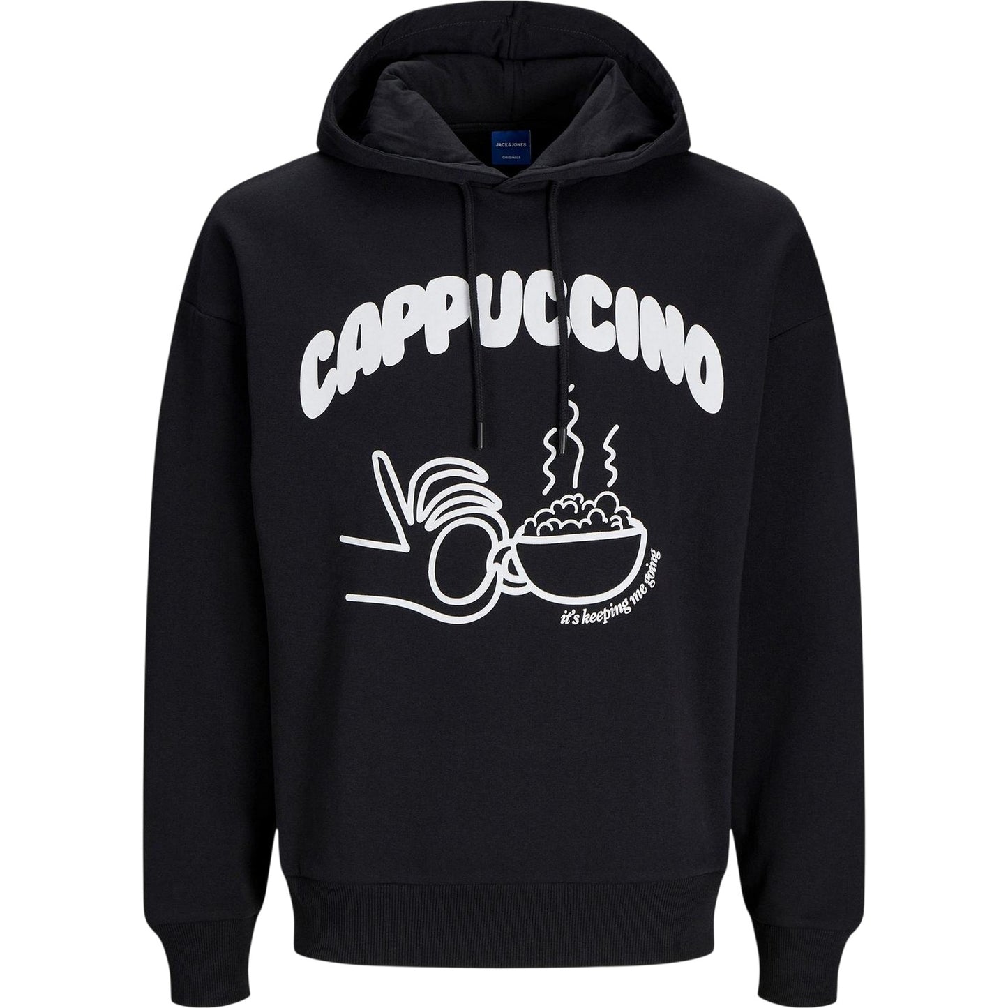 Black - Front - Jack And Jones Mens Cappuccino Oversized Hoodie