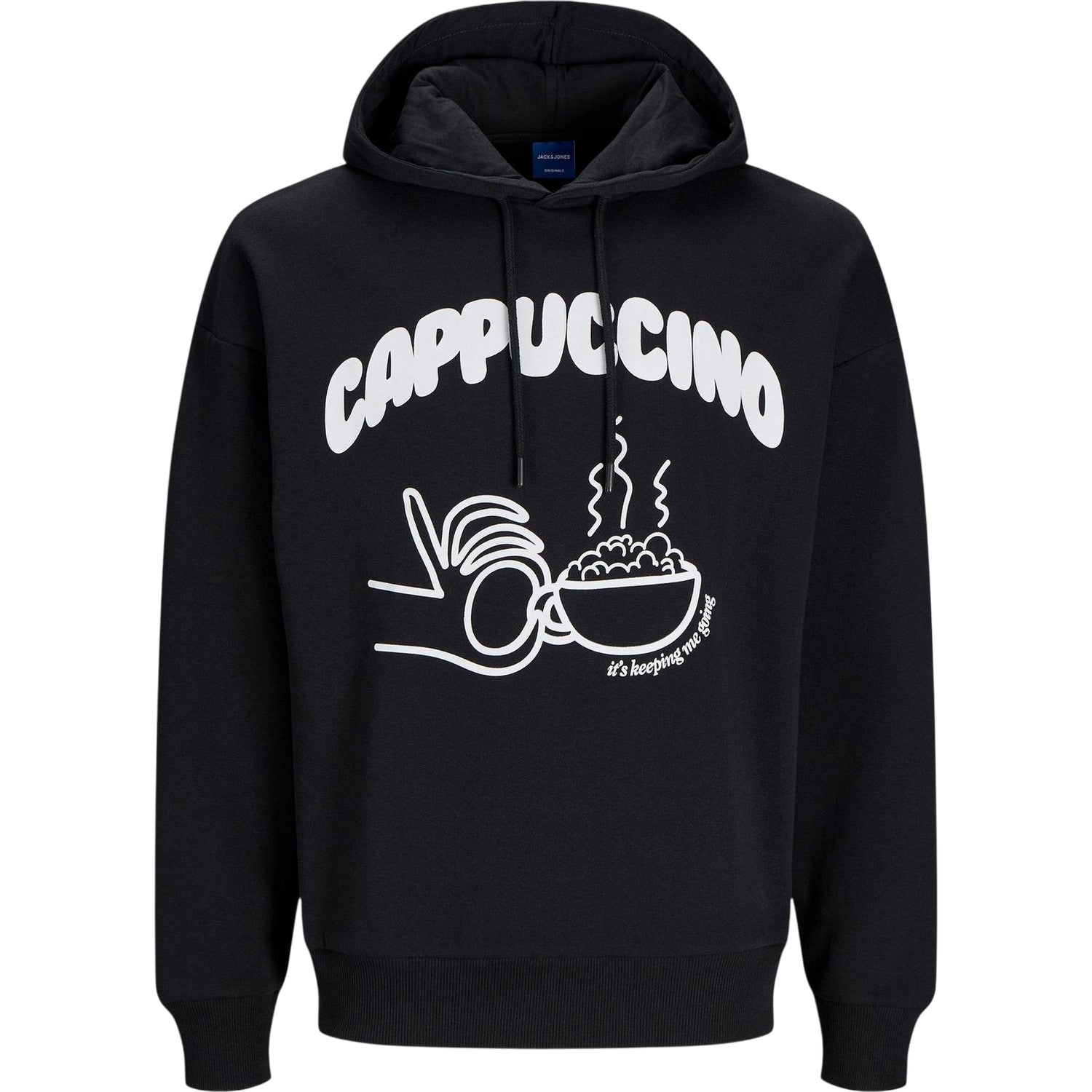 Black - Front - Jack And Jones Mens Cappuccino Oversized Hoodie