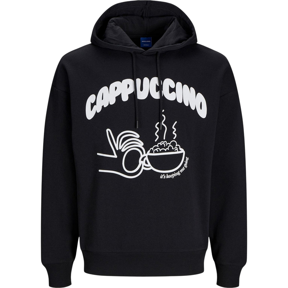 Black - Front - Jack And Jones Mens Cappuccino Oversized Hoodie