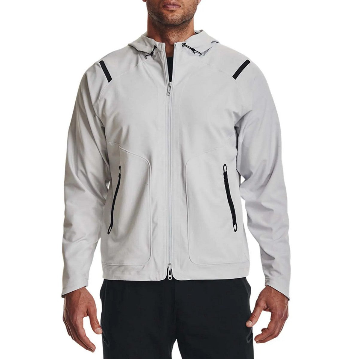 Grey - Close up - Under Armour Mens Unstoppable Jacket