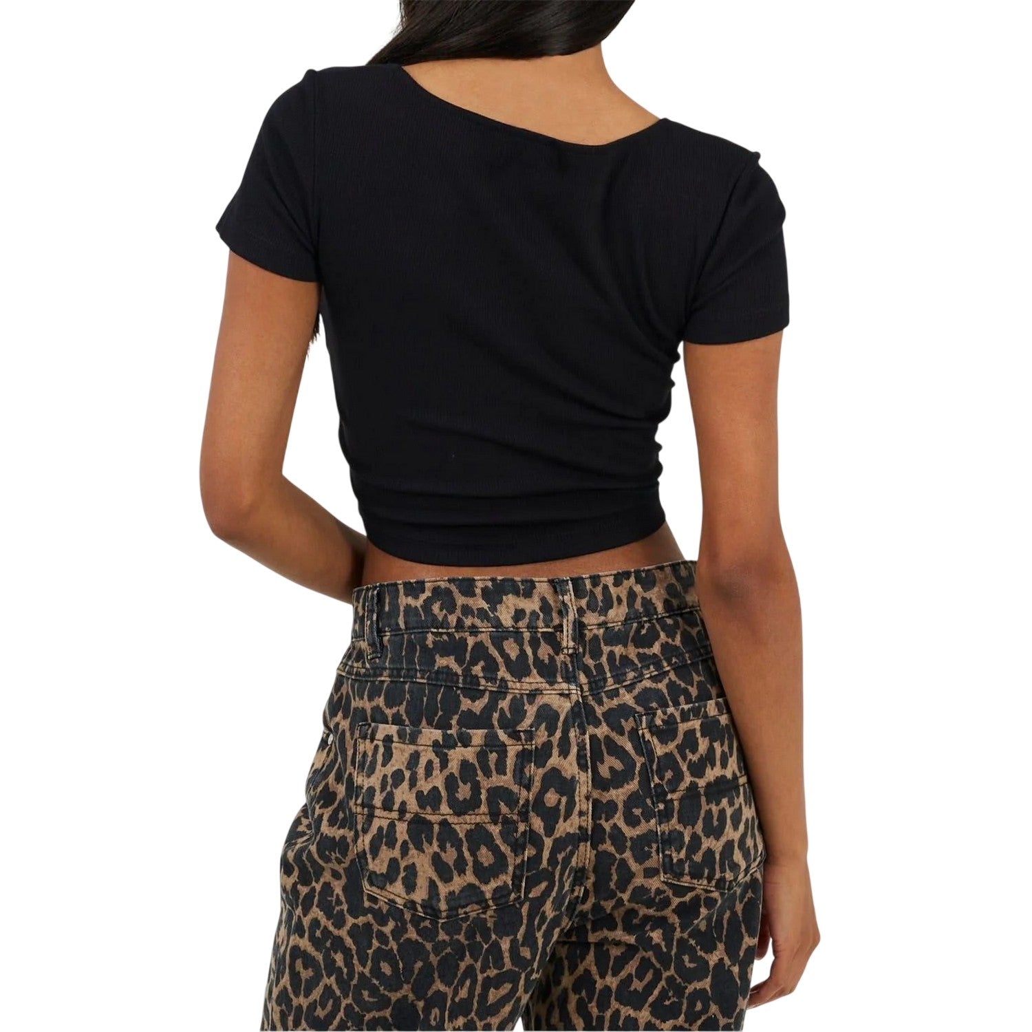 Black - Back - Brave Soul Womens-Ladies Sweetheart Crop Top