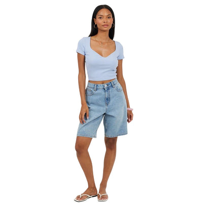 Ice Blue - Side - Brave Soul Womens-Ladies Sweetheart Crop Top