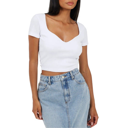 White - Front - Brave Soul Womens-Ladies Sweetheart Crop Top