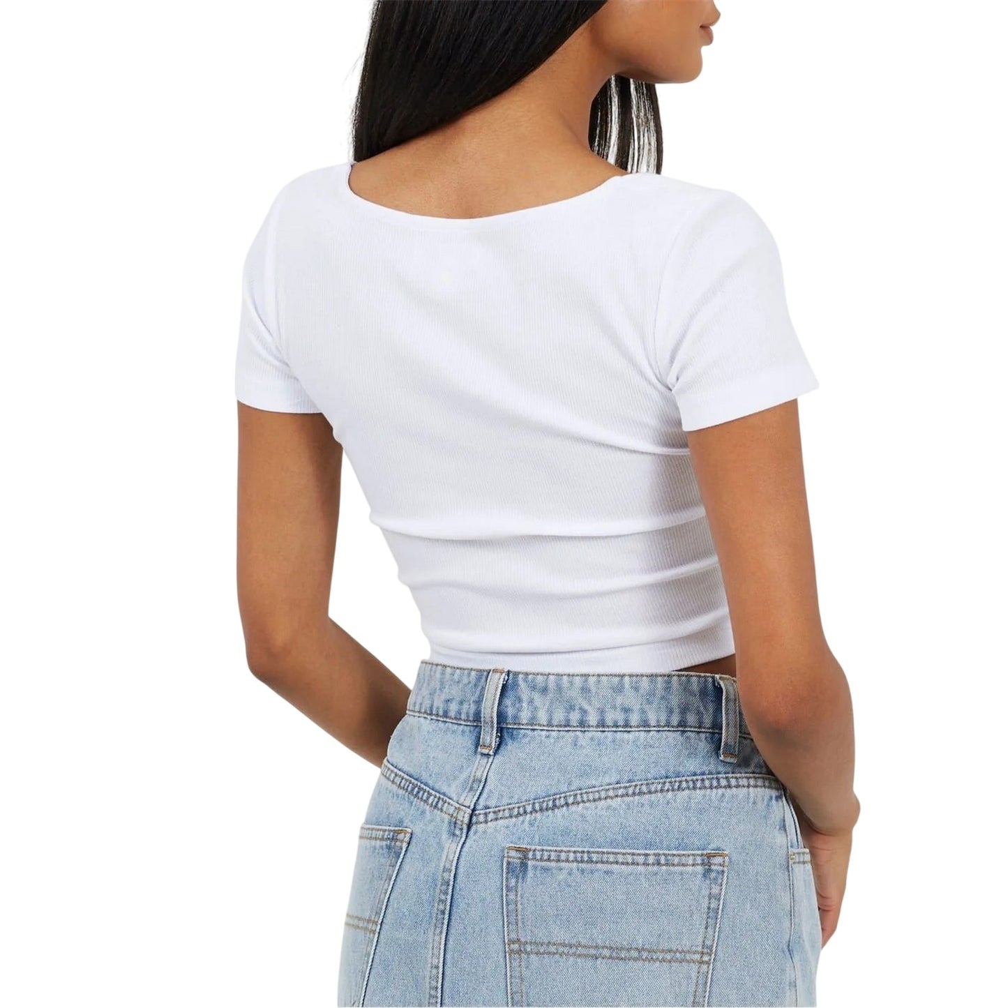 White - Back - Brave Soul Womens-Ladies Sweetheart Crop Top