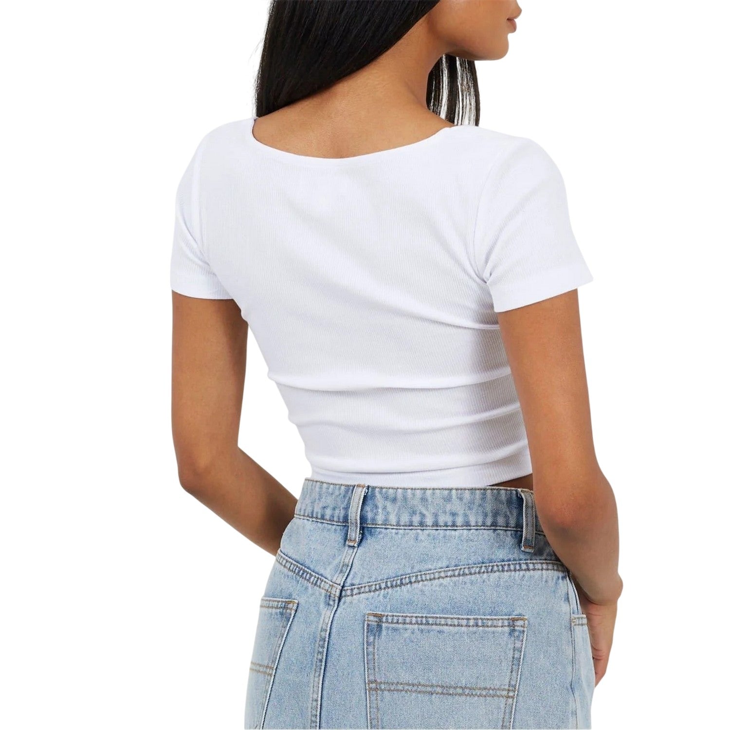 White - Back - Brave Soul Womens-Ladies Sweetheart Crop Top