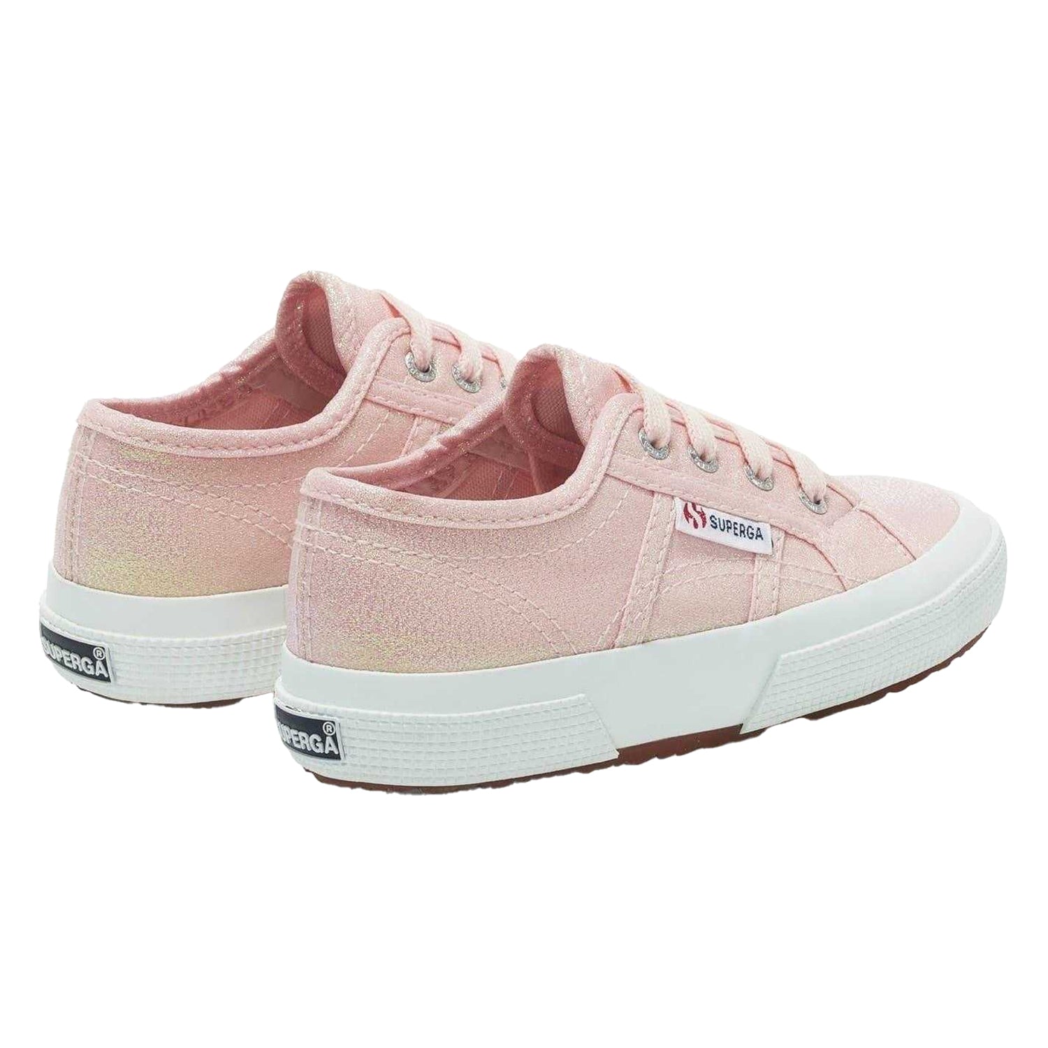 Pink Ish Iridescent - Back - Superga Childrens-Kids 2750 Lamej Metallic Flat Shoes
