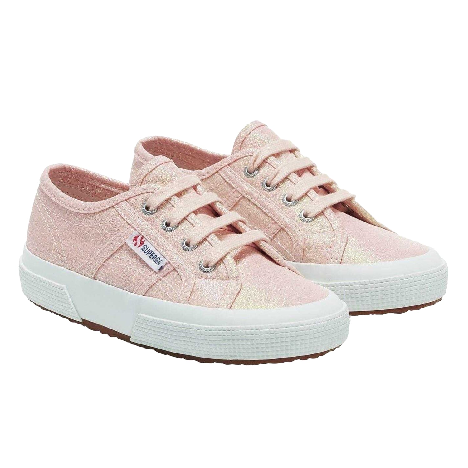 Pink Ish Iridescent - Pack Shot - Superga Childrens-Kids 2750 Lamej Metallic Flat Shoes