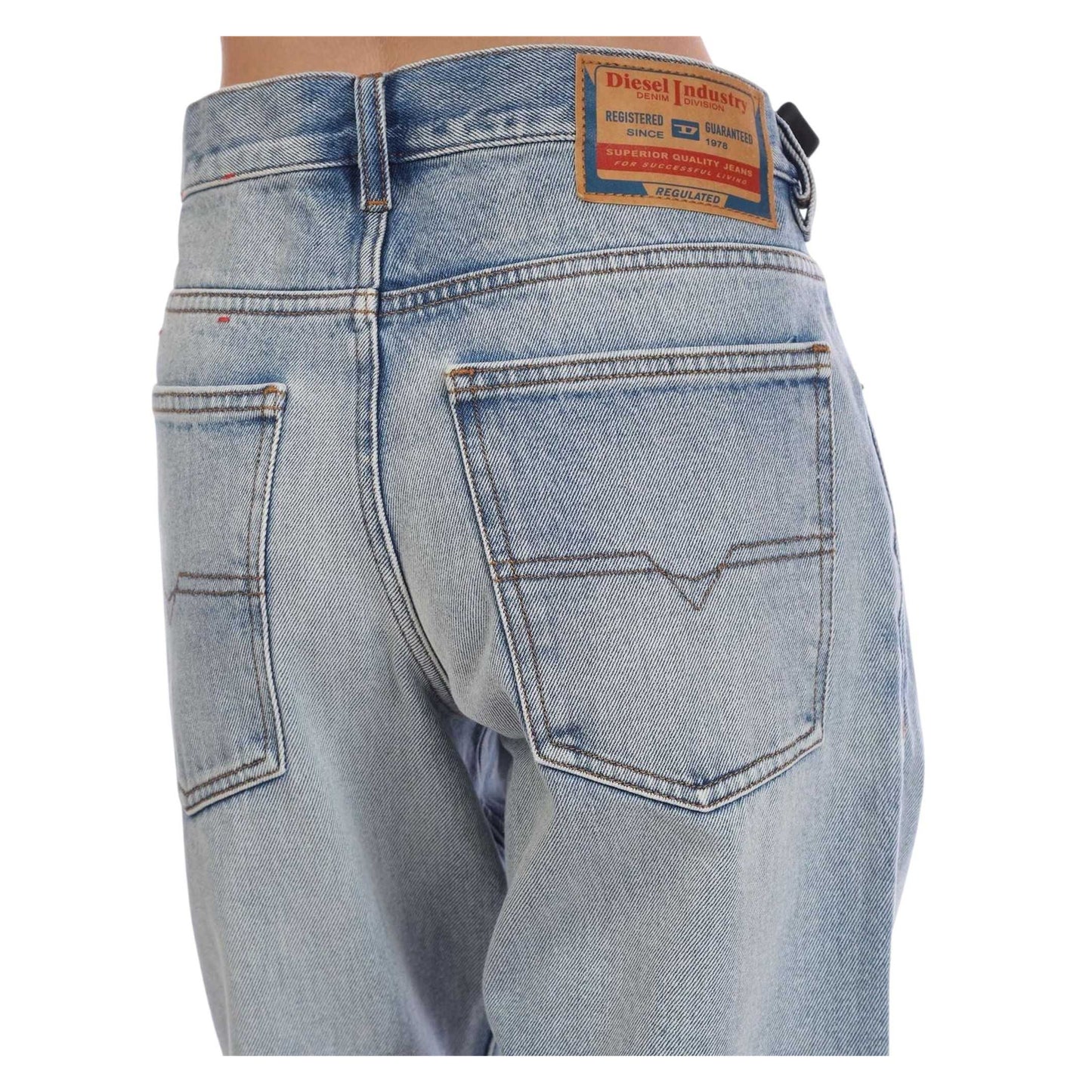Blue - Side - Diesel Mens Cotton Slim Jeans