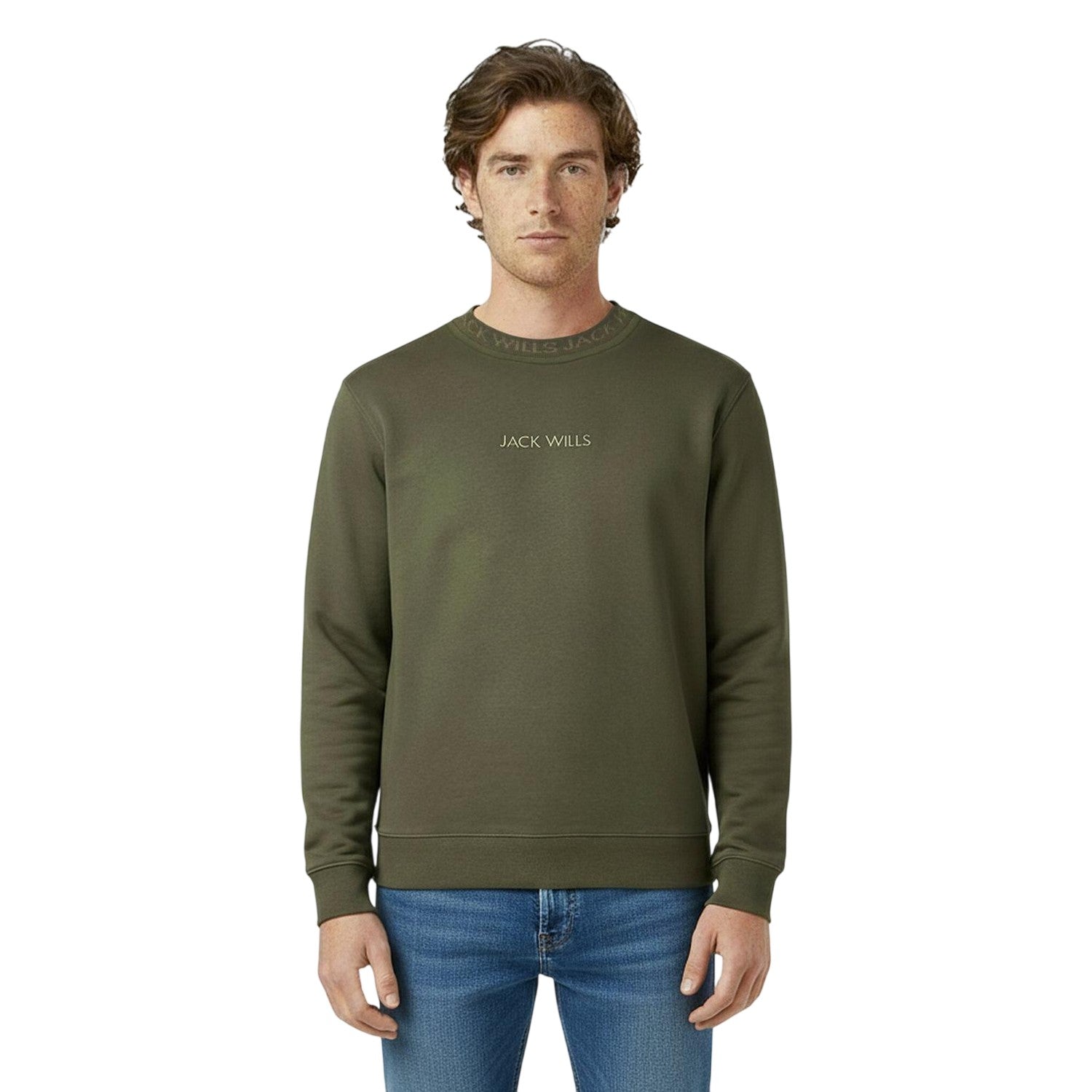 Leaf - Side - Jack Wills Mens Jacquard Crew Neck Sweatshirt