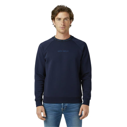 Navy - Side - Jack Wills Mens Jacquard Crew Neck Sweatshirt