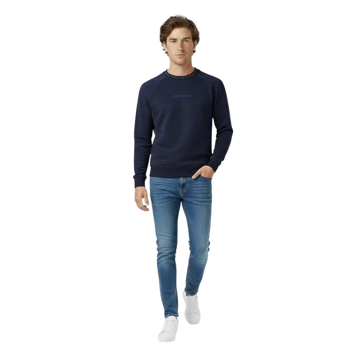 Navy - Lifestyle - Jack Wills Mens Jacquard Crew Neck Sweatshirt