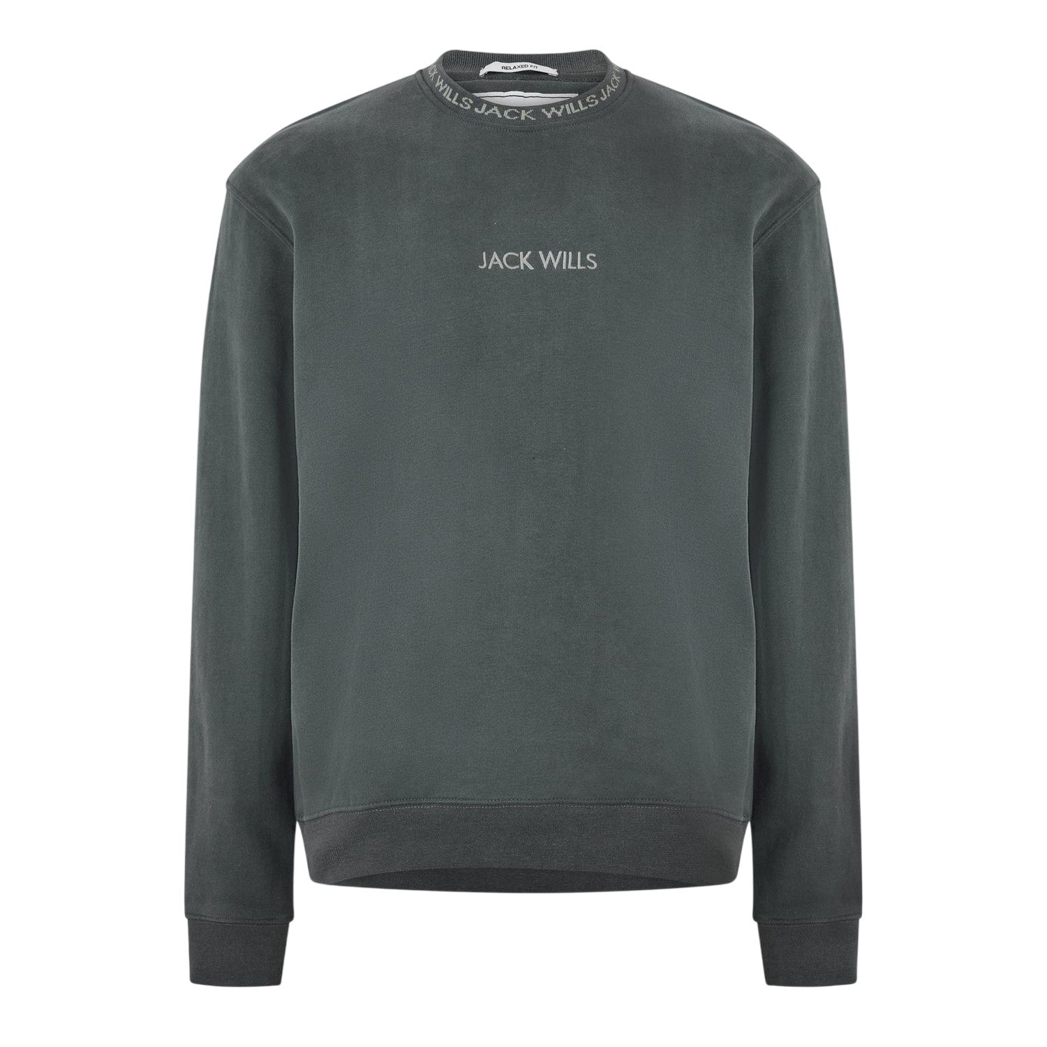 Slate - Front - Jack Wills Mens Jacquard Crew Neck Sweatshirt