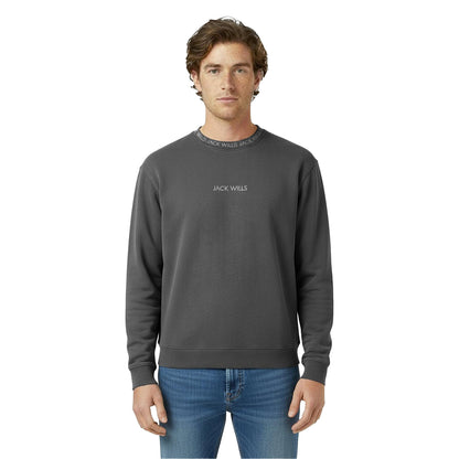 Slate - Side - Jack Wills Mens Jacquard Crew Neck Sweatshirt