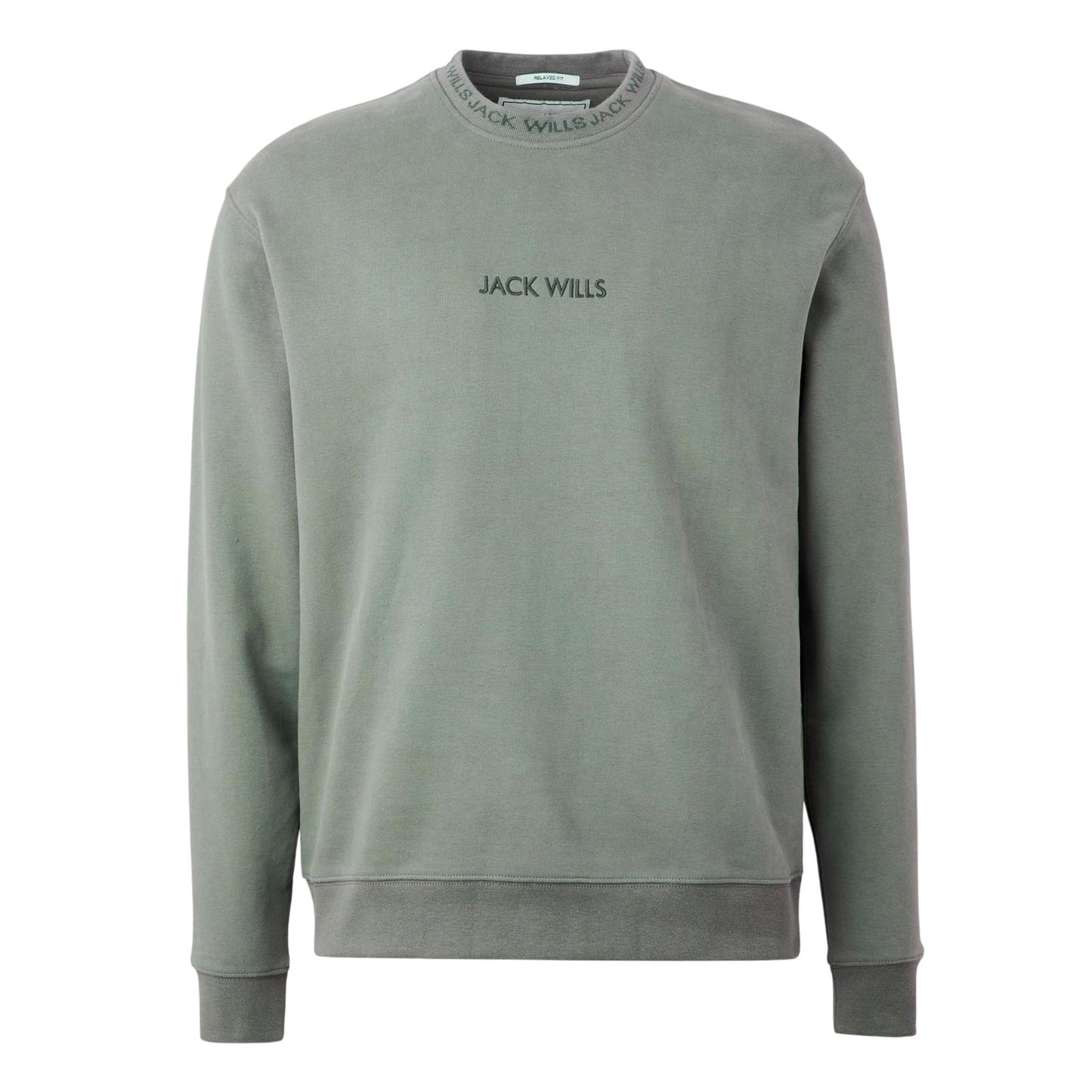 Washed Khaki - Front - Jack Wills Mens Jacquard Crew Neck Sweatshirt