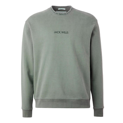 Washed Khaki - Front - Jack Wills Mens Jacquard Crew Neck Sweatshirt
