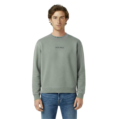 Washed Khaki - Side - Jack Wills Mens Jacquard Crew Neck Sweatshirt