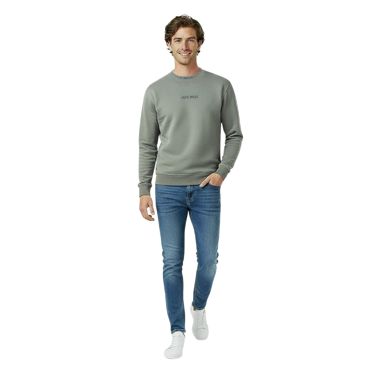 Washed Khaki - Lifestyle - Jack Wills Mens Jacquard Crew Neck Sweatshirt
