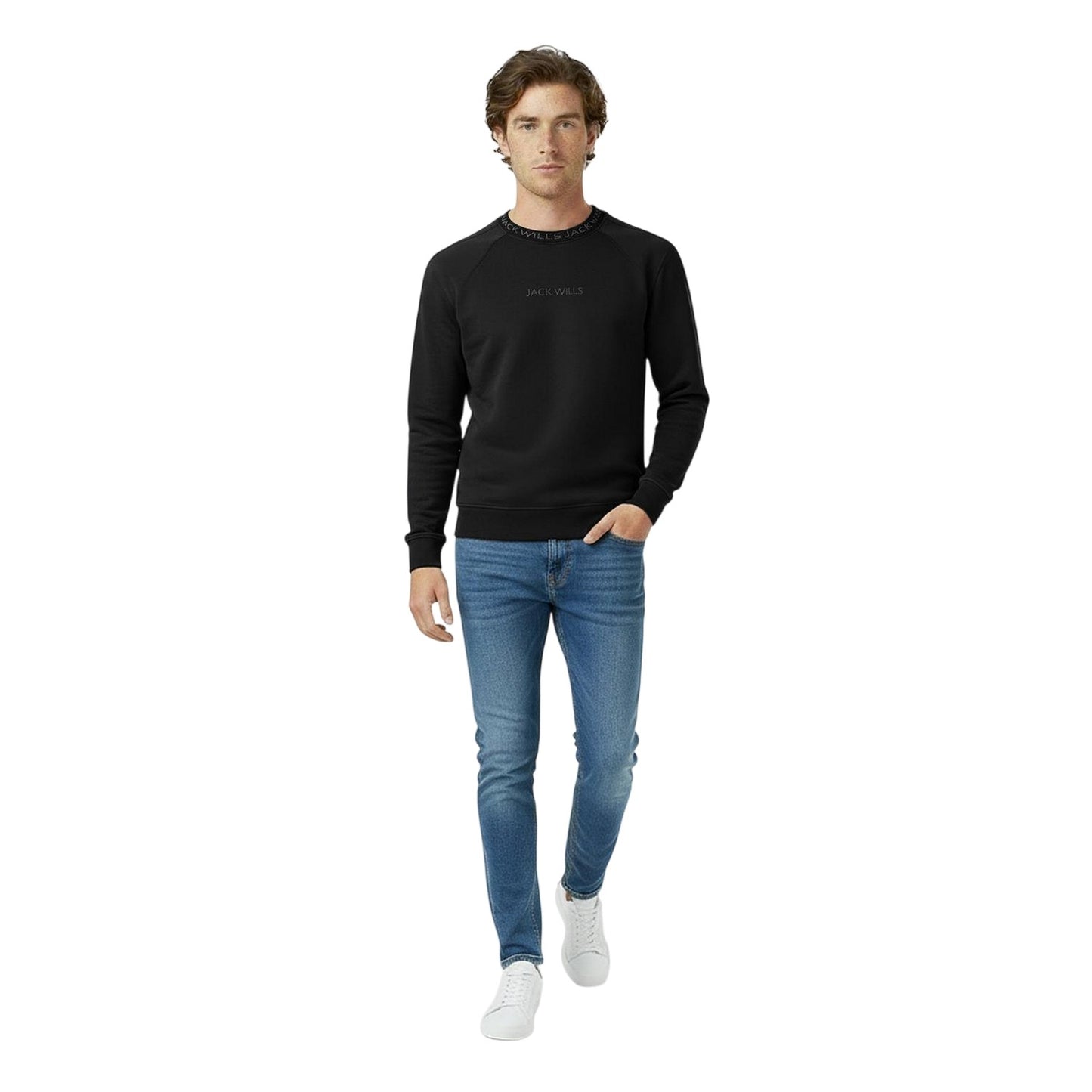 Black - Lifestyle - Jack Wills Mens Jacquard Crew Neck Sweatshirt