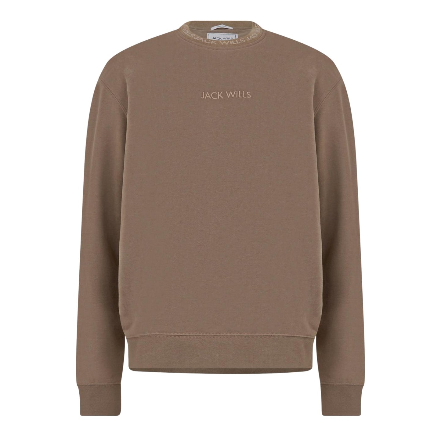 Fawn - Front - Jack Wills Mens Jacquard Crew Neck Sweatshirt