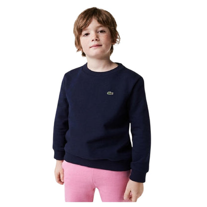 Navy - Side - Lacoste Childrens-Kids Logo Crew Neck Sweatshirt
