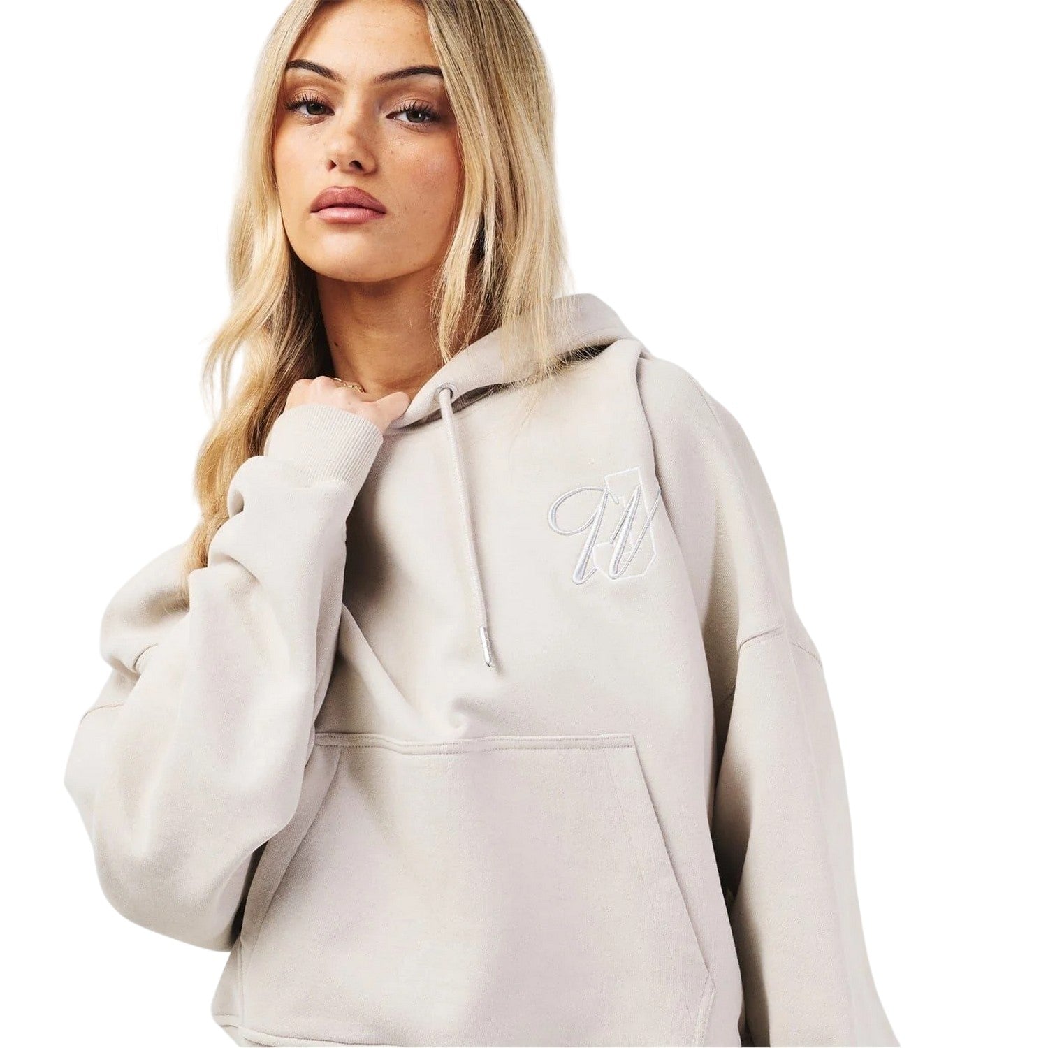 Stone - Side - Jack Wills Womens-Ladies Cropped Relaxed Fit Hoodie