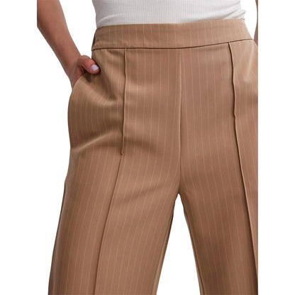 Mink - Side - Pieces Womens-Ladies Pinstripe Wide Leg Trousers
