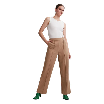 Mink - Lifestyle - Pieces Womens-Ladies Pinstripe Wide Leg Trousers