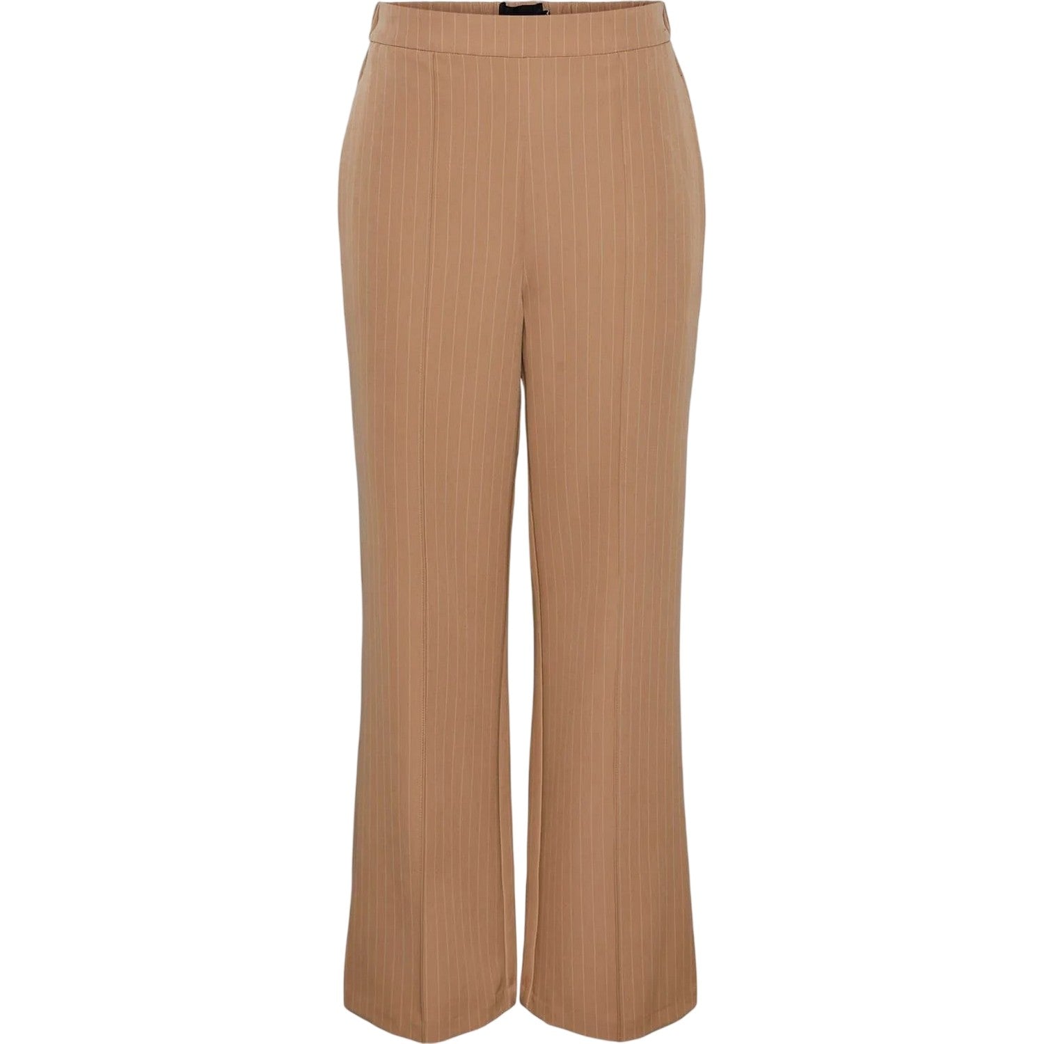 Mink - Front - Pieces Womens-Ladies Pinstripe Wide Leg Trousers