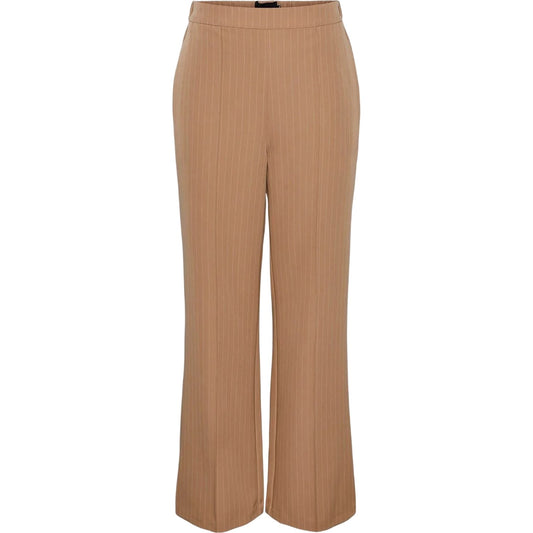 Mink - Front - Pieces Womens-Ladies Pinstripe Wide Leg Trousers