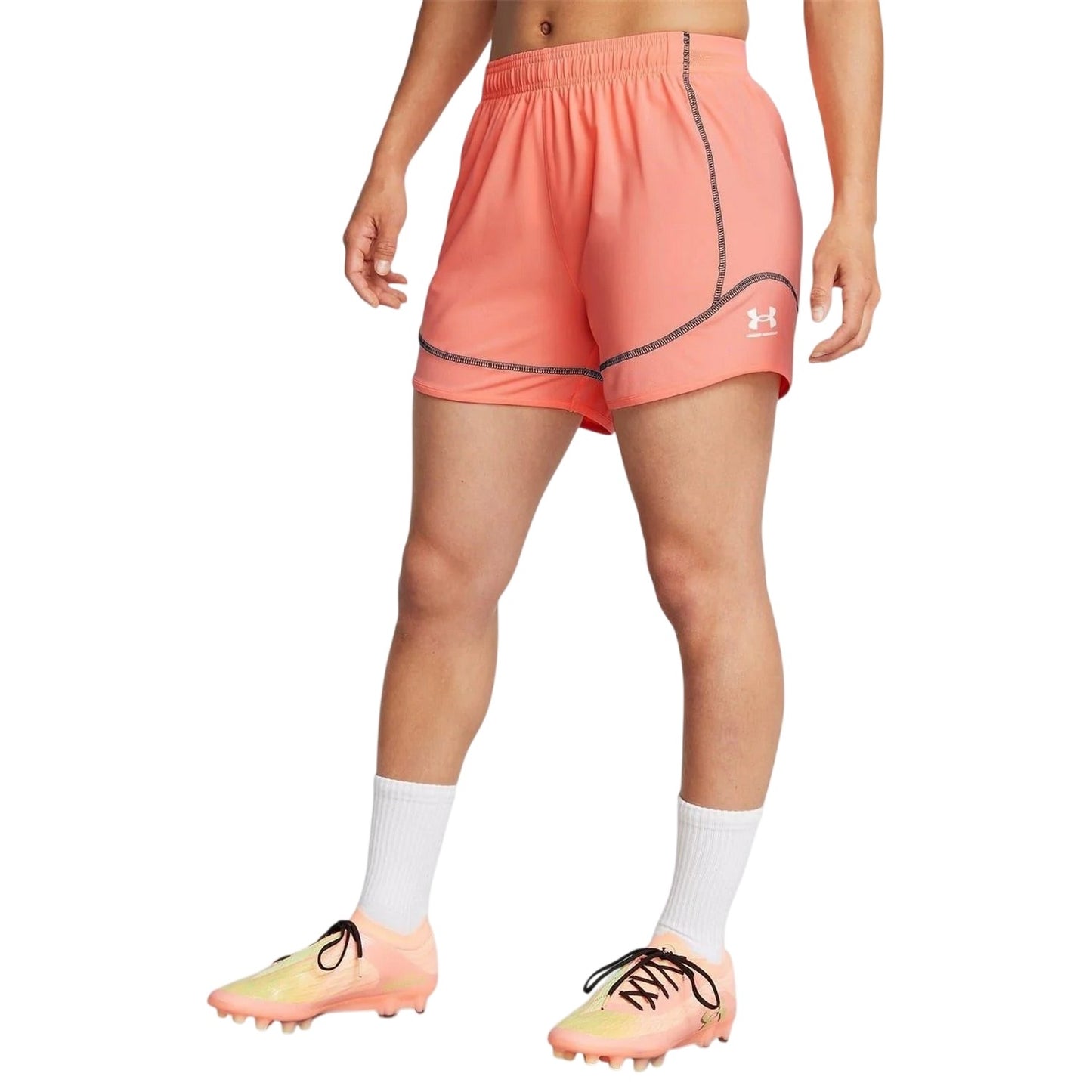 Orange - Side - Under Armour Womens-Ladies Challenger Pro Shorts