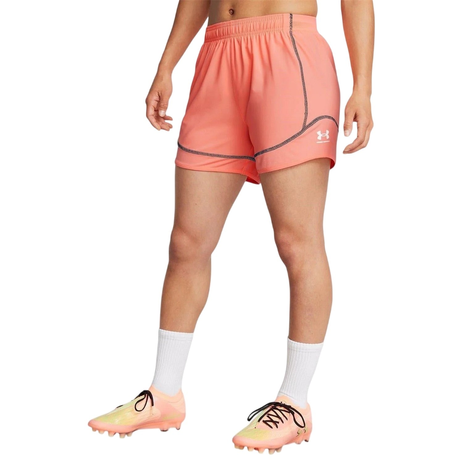 Orange - Side - Under Armour Womens-Ladies Challenger Pro Shorts