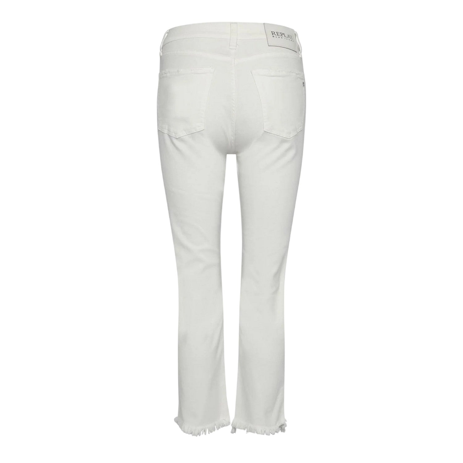 White - Back - Replay Womens-Ladies Cotton Plain Cropped Straight Jeans