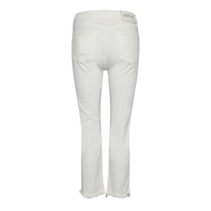 White - Back - Replay Womens-Ladies Cotton Plain Cropped Straight Jeans