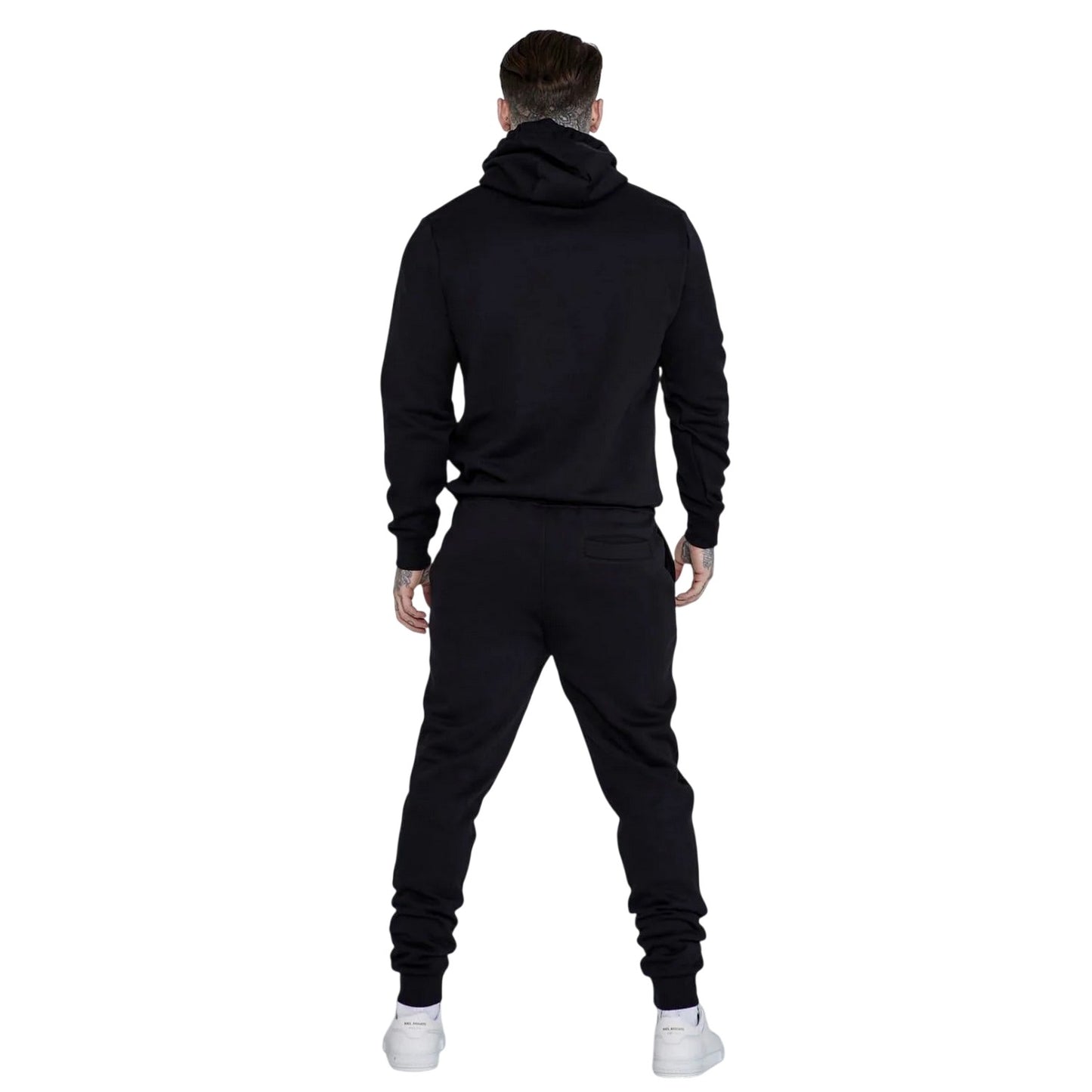 Black - Back - SikSilk Mens Casual Hoodie