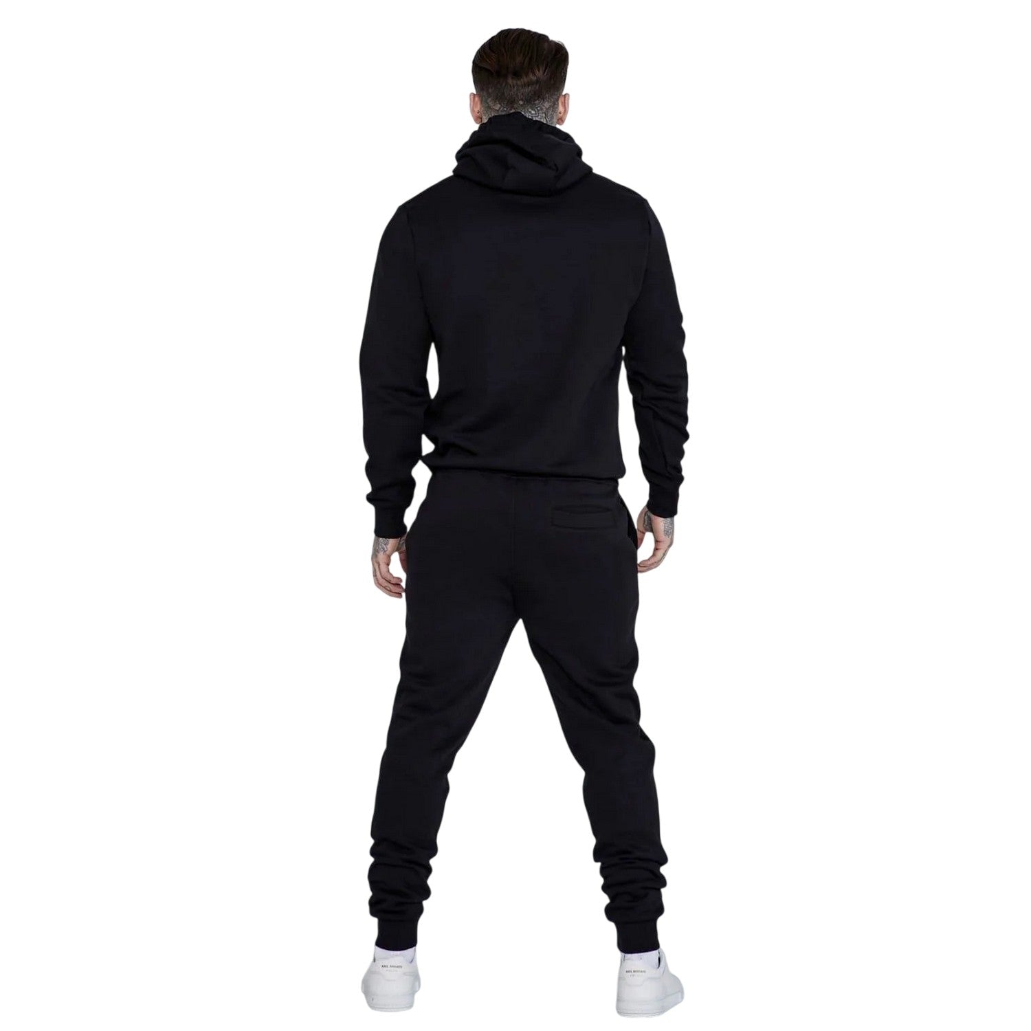 Black - Back - SikSilk Mens Casual Hoodie